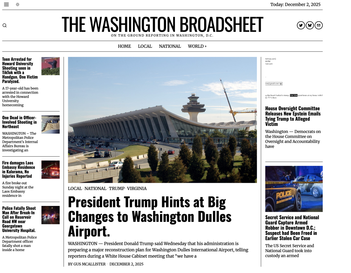 The Washington Broadsheet is D.C.’s Newest “Newspaper”